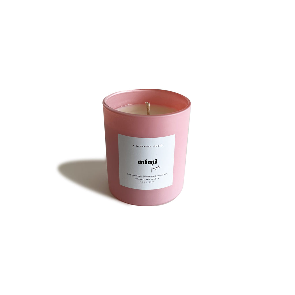 pink jar candle, strawberry ,organic soy, handmade, london ontario, Canada, 